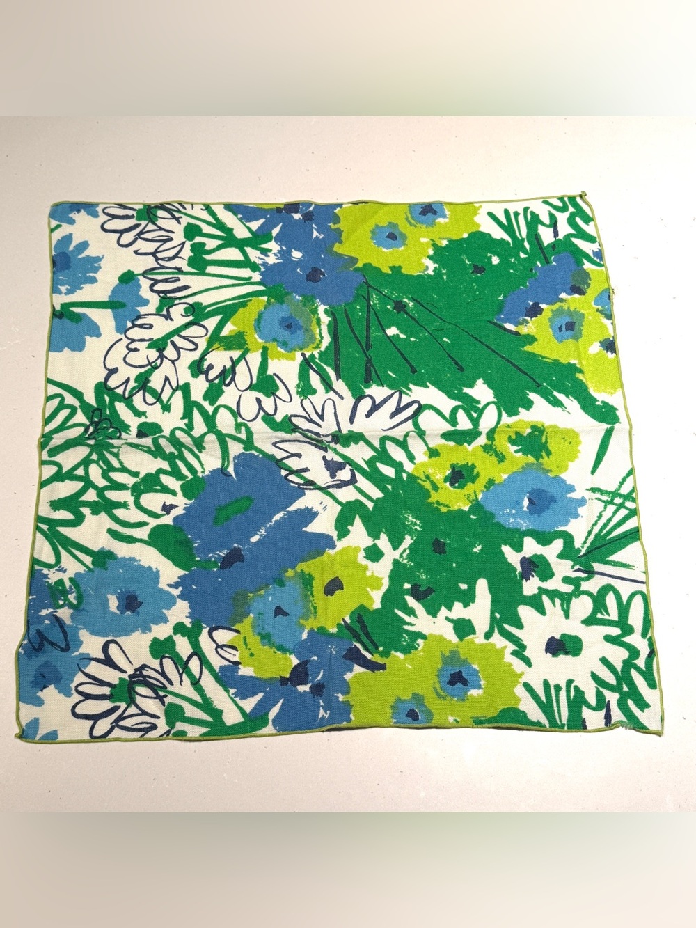 Vintage Vera Napkin (1) - Abstract Floral Kelly Green - Fair Cond.